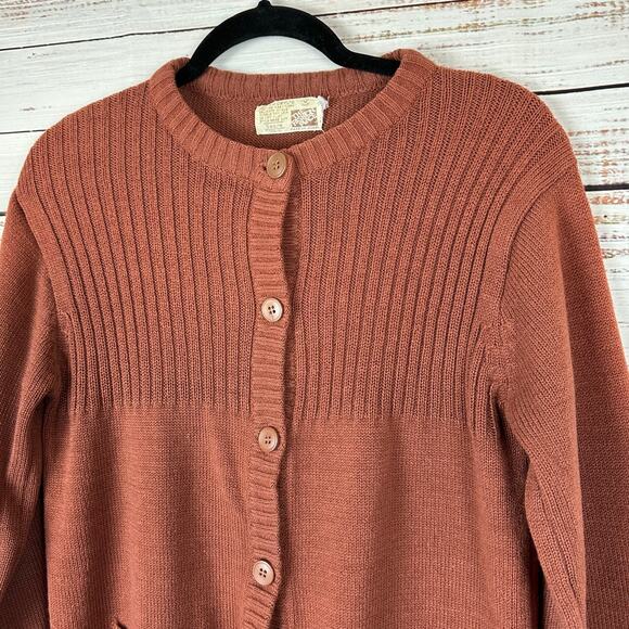 Women's Vintage Sears The Fashion Place Dark Brown Button Up Acrylic Cardigan M - Picture 3 of 5